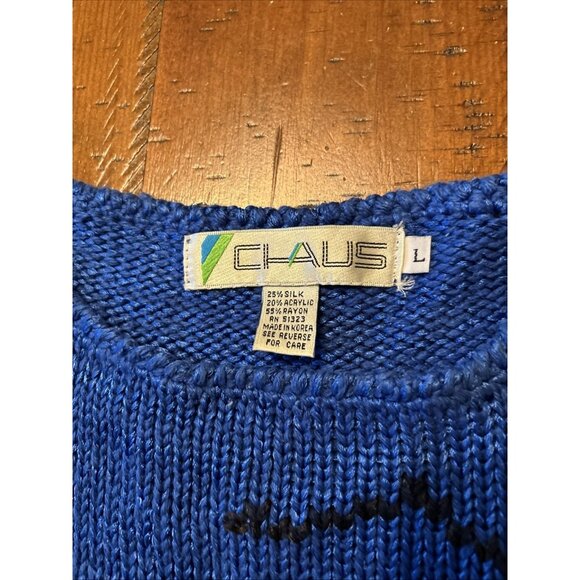 Chais Blue Knit Silk Blend Vest Size Large - Picture 4 of 6